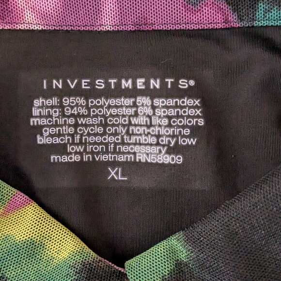 INVESTMENTS Black/Purple Long Sleeve Collared Button Blouse; Size XL - Picture 4 of 4